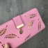 Качественный женский кошелек клатч, модный портмоне для девушек с листочками Розовый