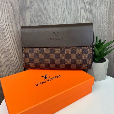 Большой мужской клатч барсетка стиль Луи Витон клетка в коробке, портмоне кошелек