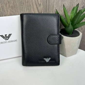 Мужской кожаный кошелек портмоне стиль Армани черный в коробке Armani Мужской кожаный кошелек портмоне стиль Армани черный в коробке Armani