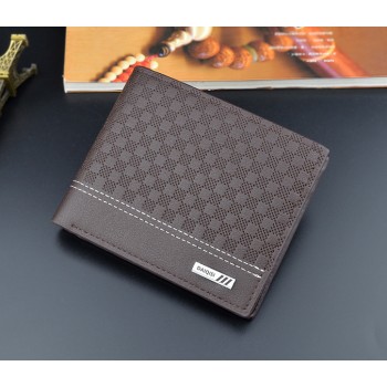 Мужской классический кошелек портмоне в клеточку Коричневый