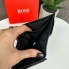 Кожаный мужской кошелек стиль Босс, модный портмоне натуральная кожа Hugo Boss черный в коробке