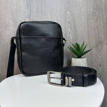 Мужская кожаная сумка планшетка стиль Armani + кожаный поясной ремень, подарочный комплект Мужская кожаная сумка планшетка стиль Armani + кожаный поясной ремень, подарочный комплект