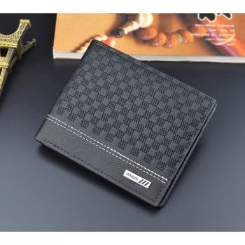 Мужской классический кошелек портмоне в клеточку Черный