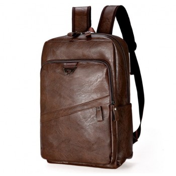 Якісний чоловічий міський рюкзак на плечі, модний стильний ранець екошкіра Темно-коричневий