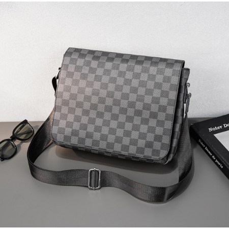 Мужская сумка большая барсетка на плечо в клетку стиль Луи Витон