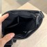 Мужская кожаная сумка планшетка на плечо черная с тиснением