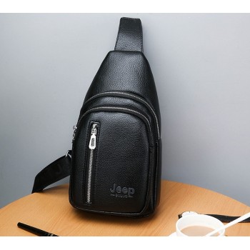 Мужская сумка бананка Jeep на грудь экокожа Черный