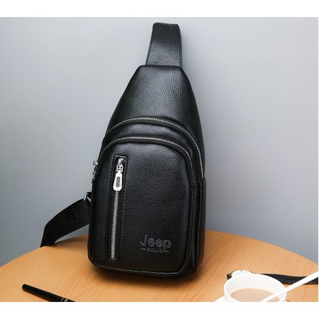 Мужская сумка бананка Jeep на грудь экокожа Черный
