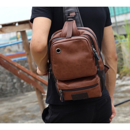 Якісний чоловічий рюкзак сумка на плече Коричневий