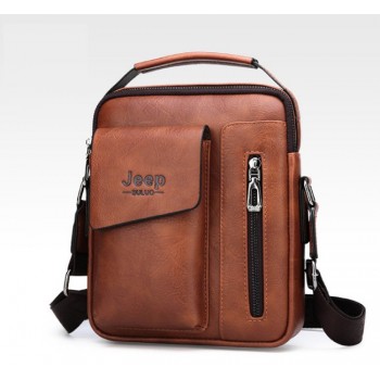 Небольшая мужская сумка планшетка Jeep полевая | Качественная городская сумка для документов барсетка Светло-коричневый