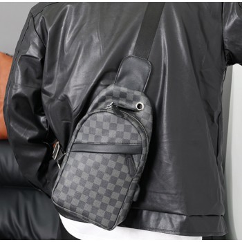 Нагрудная мужская бананка стиль Луи Витон клетка, сумка слинг кросс боди на грудь