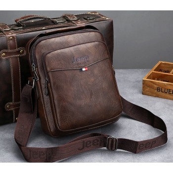 Мужская сумка планшетка Jeep повседневная, барсетка сумка-планшет для мужчин эко кожа Темно-коричневый