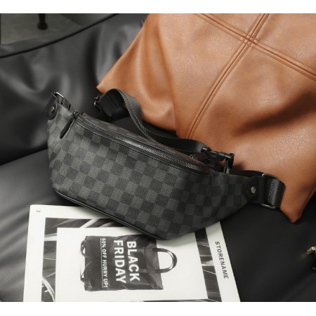 Мужская сумка бананка поясная в клетку, сумка-бананка на грудь