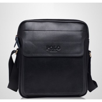 Якісна чоловіча сумка через плече шкіряна барсетка планшетка Поло, Чоловіча сумка-планшет Polo екошкіра Чорний