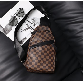 Мужская сумка бананка слинг на грудь клетка, нагрудная барсетка Коричневый