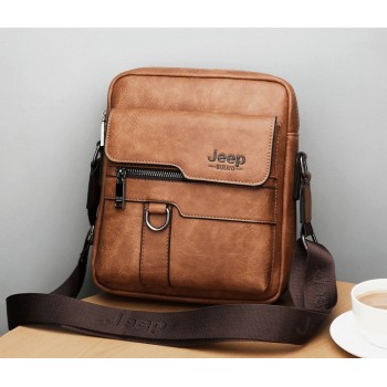 Небольшая мужская сумка планшетка Jeep полевая | Качественная городская сумка для документов барсетка Светло-коричневый