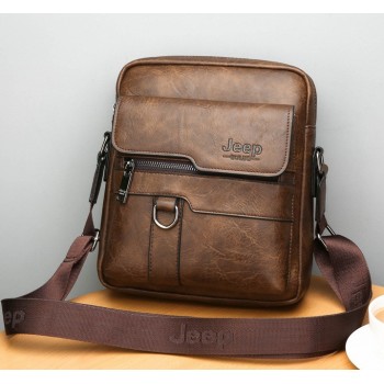 Небольшая мужская сумка планшетка Jeep полевая | Качественная городская сумка для документов барсетка Темно-коричневый