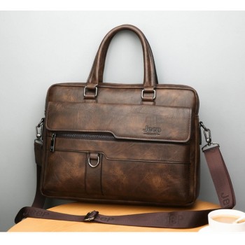 Мужская сумка для ноутбука Jeep эко кожа портфель для планшета документов папок А4 Темно-коричневый
