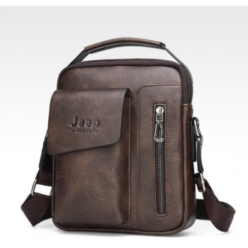 Небольшая мужская сумка планшетка Jeep полевая | Качественная городская сумка для документов барсетка Темно-коричневый