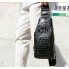 Мужская бананка сумка на грудь кроссбоди мессенджер кожа рептилия, черная барсетка нагрудная кожанная крокодил