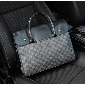 Мужской деловой портфель для документов стиль Луи Витон клетка, офисная сумка мужская