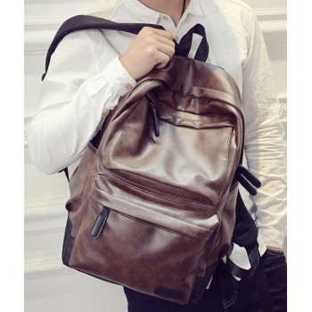 Мужской кожаный рюкзак (экокожа) Коричневый