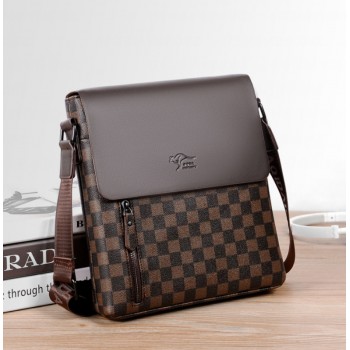 Мужская сумка планшетка Кенгуру стиль Луи Витон клетка, сумка-планшетка на плечо Коричневый