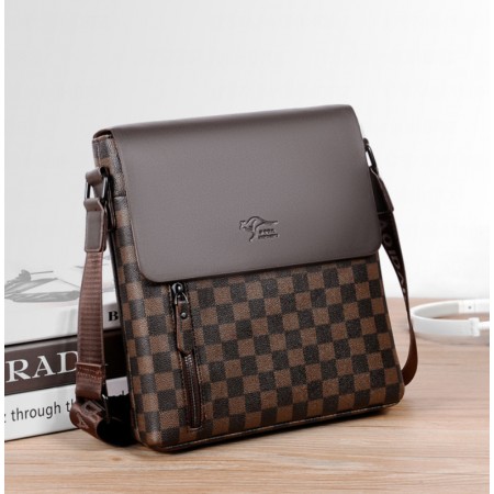 Мужская сумка планшетка Кенгуру стиль Луи Витон клетка, сумка-планшетка на плечо Коричневый