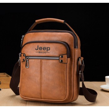 Мужская сумка планшетка Jeep барсетка на плечо Джип Светло-коричневый
