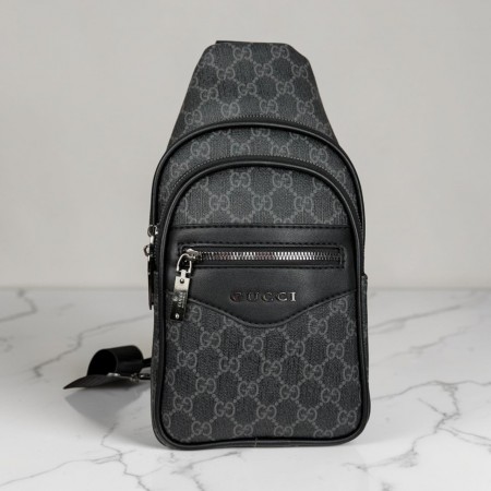 Мужская сумка бананка стиль Гуччи на грудь, сумка-бананка слинг Gucci премиум качество