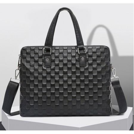 Кожаный портфель для документов с тиснением, кожаная сумка