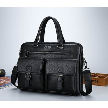 Мужской деловой портфель для документов Jeep формат А4, сумка офисная для работы мужская Черный