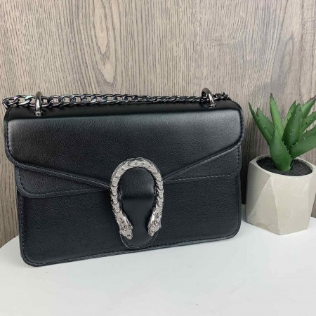 Детская мини сумочка клатч с подковой в стиле Гучи, сумка на плечо черная молочная Черный