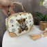 Детская мини сумочка с мишкой, маленькая сумка для девочек с медведем на плечо Белый с бежевым