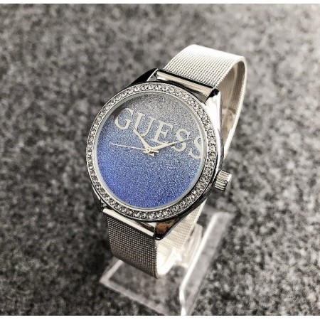 Женские наручные часы под Guess Серебро с синим