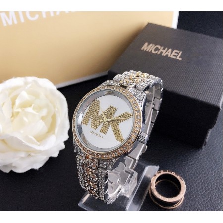 Жіночі годинники Michael Kors якісні . Брендові наручний годинник з камінням золотисті сріблясті Золотий з сріблом