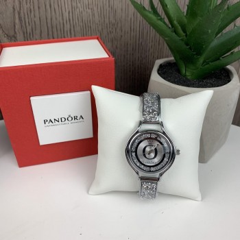 Модные женские наручные часы Pandora Горный хрусталь , часы-браслет с камушками  Пандора Серебро