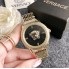 Красивые женские наручные часы стиль Versace, стильные и модные часы для женщин Версачи Золото с черным