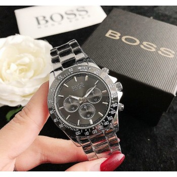 Женские наручные часы металлические стиль Босс, стильные часы на руку Boss Серебро с черным Женские наручные часы металлические стиль Босс, стильные часы на руку Boss Серебро с черным