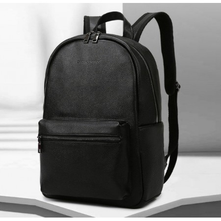 Большой женский кожаный городской рюкзак из натуральной кожи черный