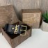 Женский кожаный поясной ремень из натуральной кожи YSL Черный с золотом