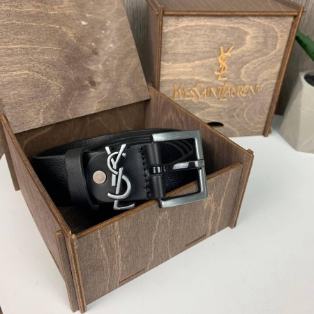 Женский кожаный ремень тонкий поясной из натуральной кожи YSL