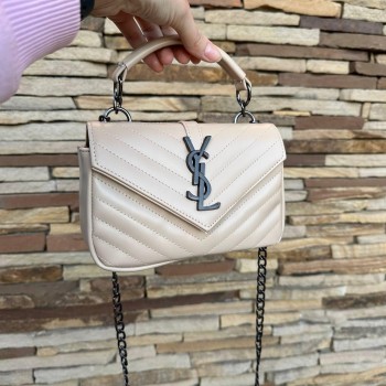 Маленькая женская сумочка клатч YSL люкс качество, мини сумка на плечо Молочный