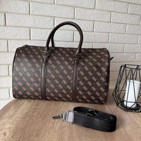 Большая женская сумка стиль Guess , сумочка городская для зала фитнеса, дорожная  КОРИЧНЕВЫЙ