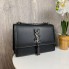 Стильная женская мини сумочка клатч YSL с цепочкой, маленькая сумка с венчиком брелком черная люкс качество