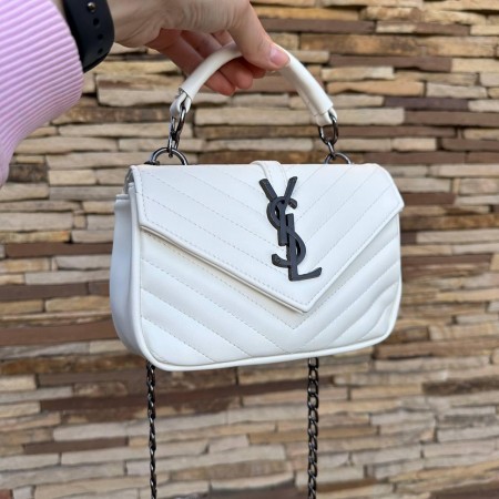 Маленькая женская сумочка клатч YSL люкс качество, мини сумка на плечо Белый