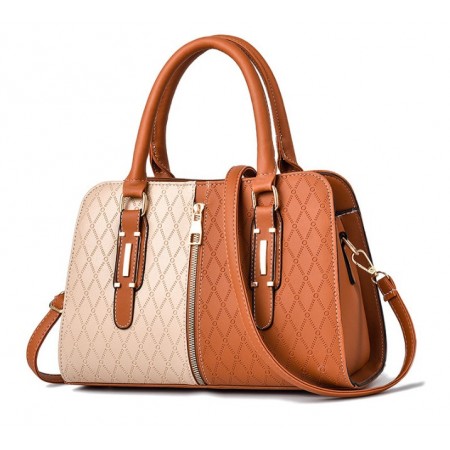 Женская стильная сумка на плечо бело-черная разноцветная, женская сумочка эко кожа белая черная Коричнево-белый