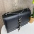 Стильная женская мини сумочка клатч YSL с цепочкой, маленькая сумка с венчиком брелком черная люкс качество