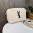 Кожаная женская мини сумочка клатч YSL, маленькая сумка из натуральной кожи Молочный