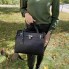 Женская большая сумка с замочком черная эко кожа, сумочка на плечо с декоративным замком